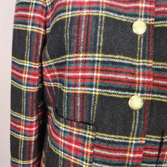 J. Crew Factory Stewart Tartan Wool-Blend Lady Jacket 12 Plaid Wool Blend Blazer - Picture 14 of 15